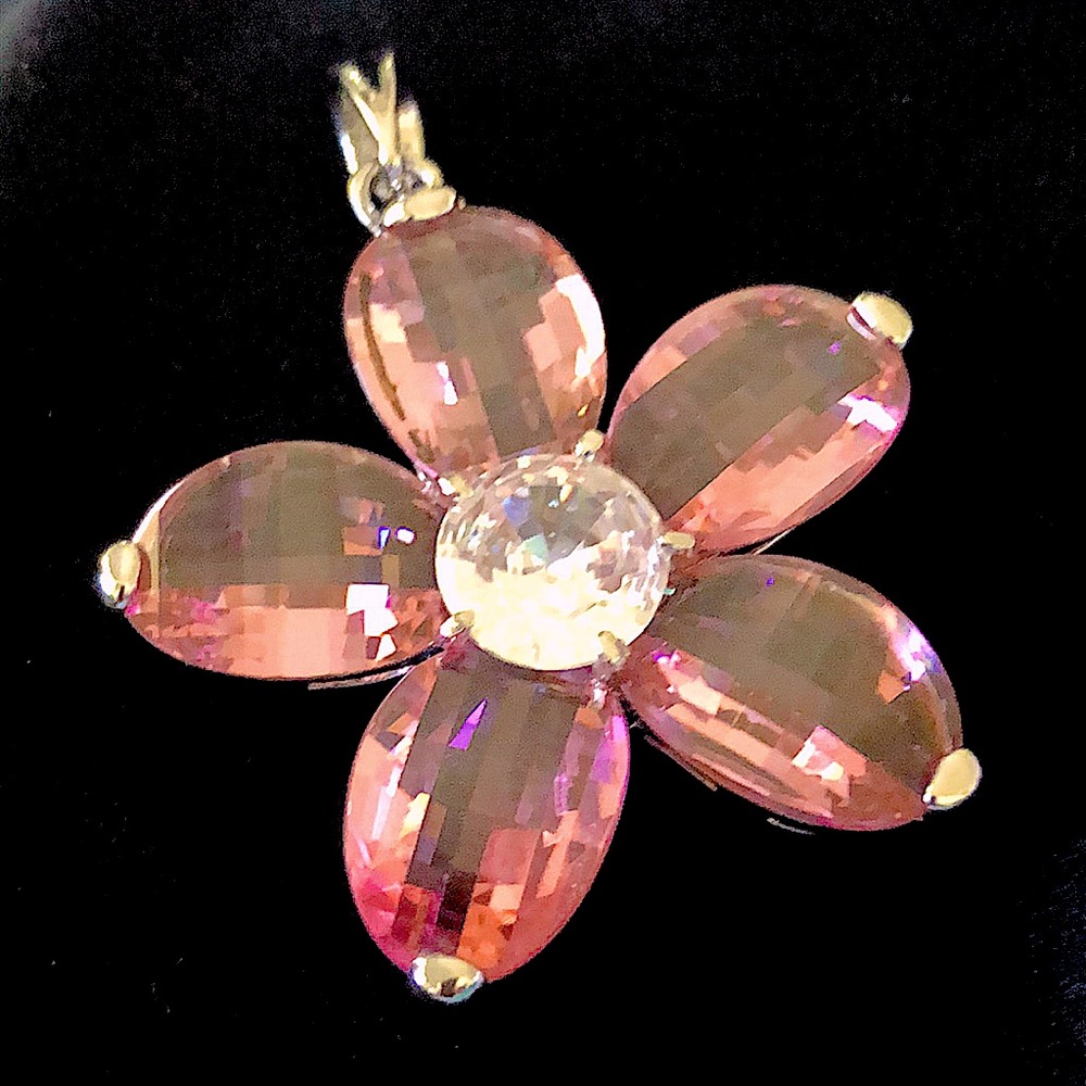 Custom Pink & Silver Flower Pendant